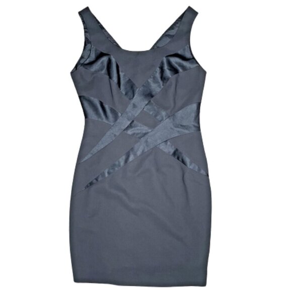 Andrea Polizzi for Rex Lester Black Satin Panel Mini Dress Cocktail Party Sz 6 - Picture 4 of 8
